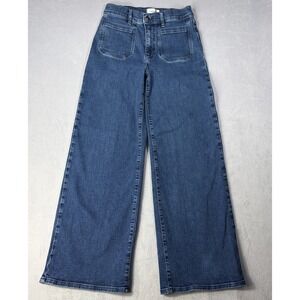 FRAME Le Slim Palazzo Jeans Women's Size 29 Blue Patch Pocket Ankle Flare